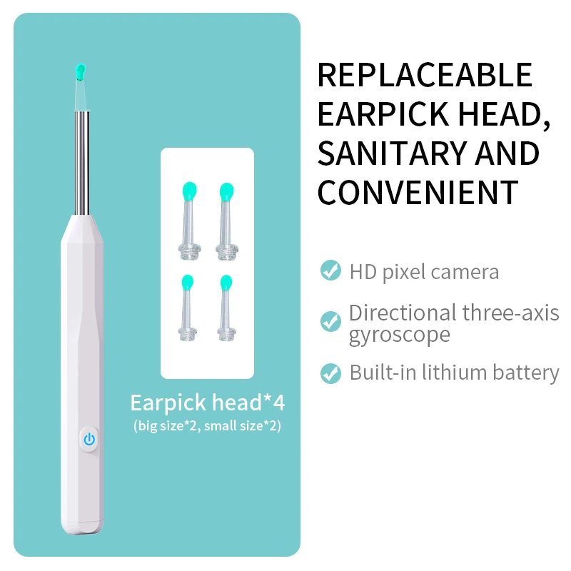 Wireless Smart Visual Ear Cleaner 1080P Ear Stick Otoscope Ear Wax Removal Tool Earpick Camera Ear Endoscope for iOS Android