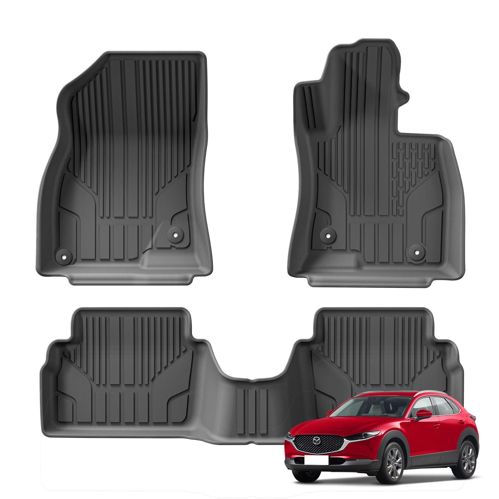 for Mazda 3 CX-30 2019-2023 2024 Car Floor Mats Right Rudder 3D TPE Foot Pad All Weather Auto Accessories 3pcs/set