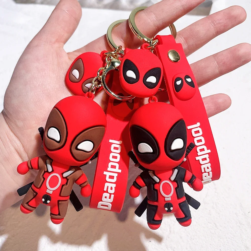 Anime Deadpool Keychain Figures Cute Doll Pendant Q Version Fashion Backpack Couple Bag Keyring Pendant Birthday Christmas Gift