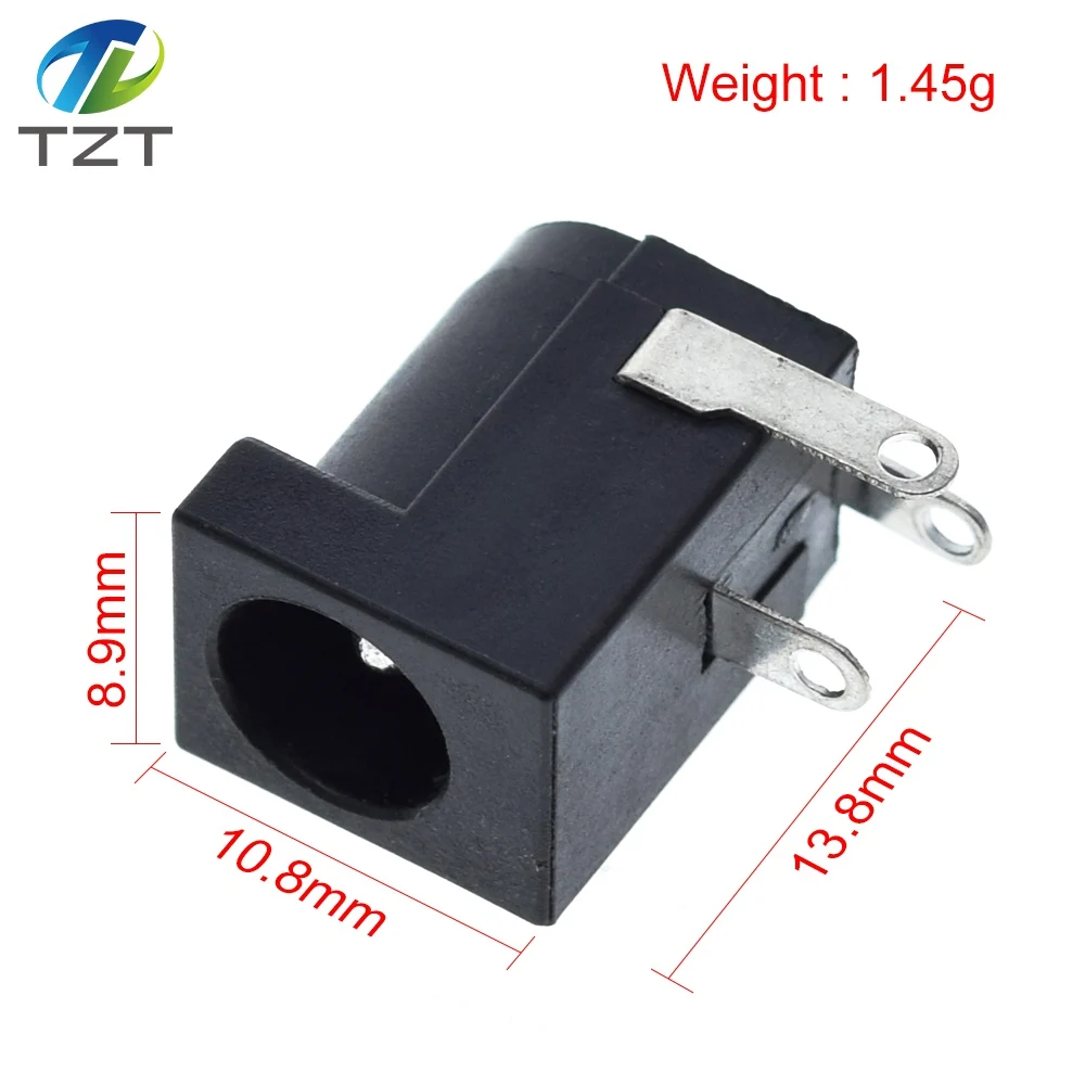 TZT 10Pcs DC-005 Black DC Power Jack Socket Connector DC005 5.5*2.1mm 2.1 socket Round the needle