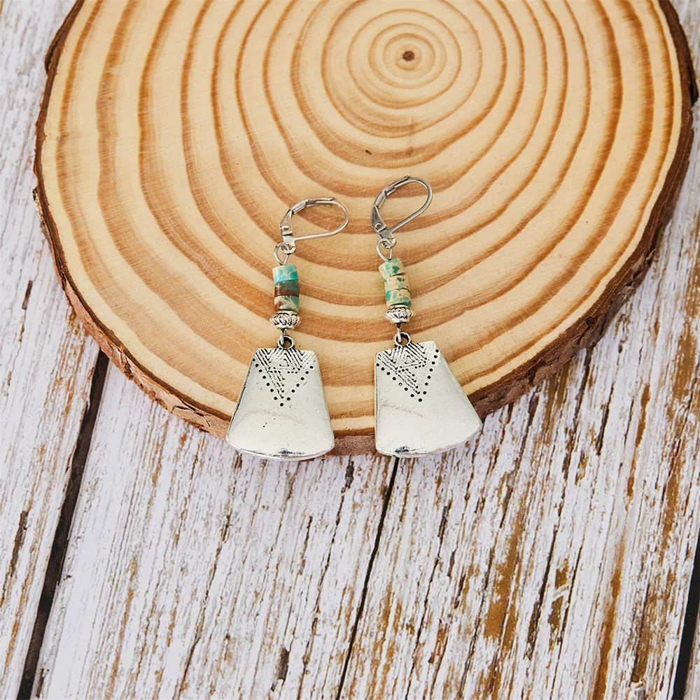 Geometric Dangle Earrings Hanging Natural Stone for Women Retro Personalized Piercing Eardrop Ladies Accessories Jewelry Gifts