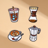Vintage Cartoon Handmade Coffee Products Series Cute Brooch Cup Coffee Machine with Simple Design and Accessory Badges