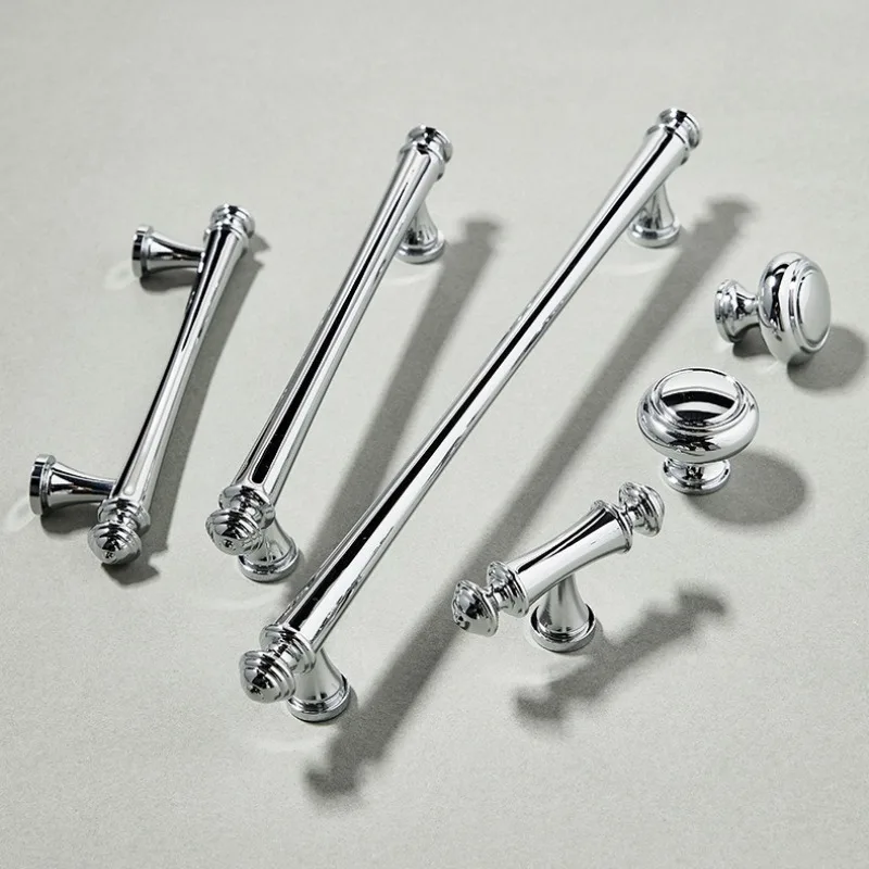 Silver Dresser Shoe Drawer Knobs Bright Chrome Kitchen Cabinet Handle Brass Cupboard Door Pulls Furniture Handle Door Hardware