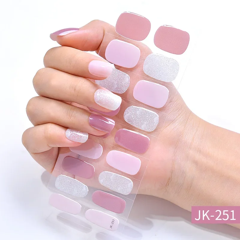 Bandes Adhésives pour Ongles en Gel Semi-Durci, Glissière de Manucure, Décor à Paillettes, Besoin d'une Lampe UV LED, Décalcomanies à la Mode