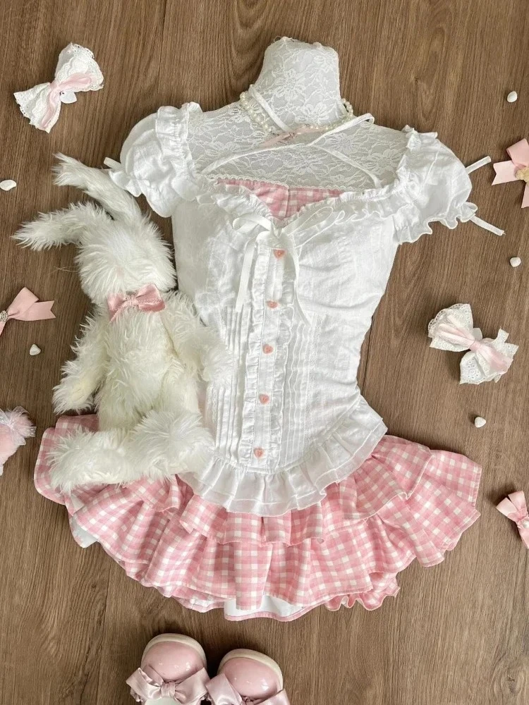 Japonês lolita ternos feminino vintage americano japonês kawaii 2 peça vestido define francês elegante retro roupas até mesmo roupas de festa