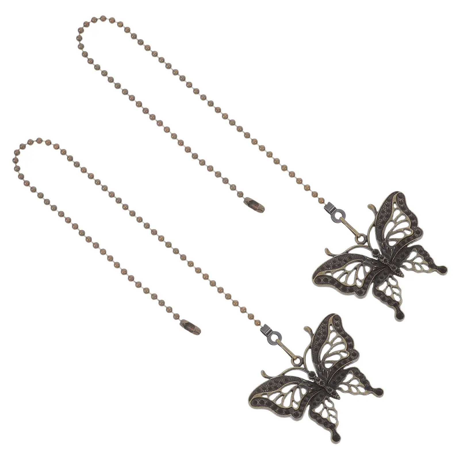 2Pcs Hollow Butterfly Pendant Pull Chain Extender for Ceiling Fan Lamp Light Fixture Retro Decorative Chain Extension Vintage