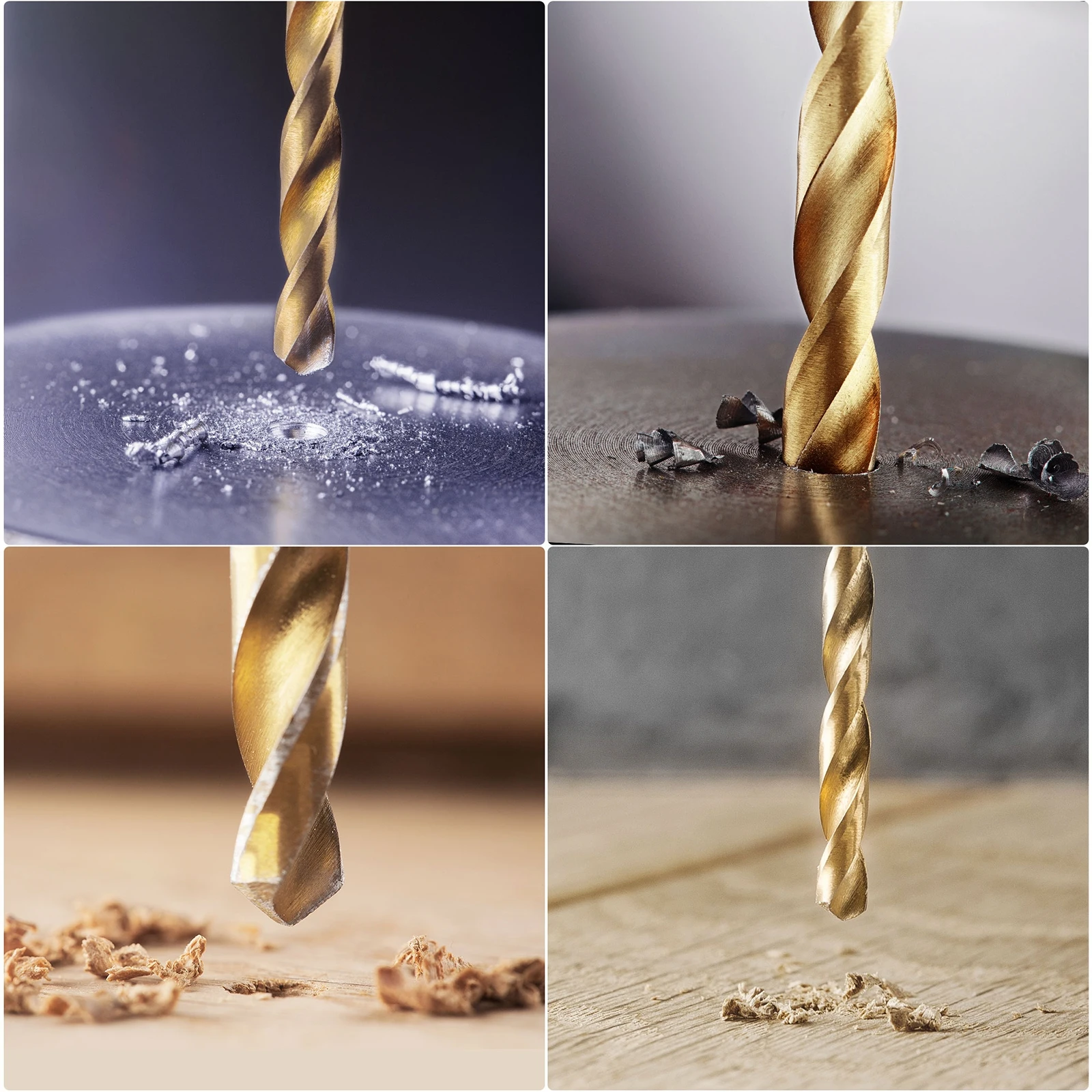 Uxcell 4Pcs High Speed Steel HSS Twist Drill Bit Set 3/4/5/6mm Fully Ground Titanium Coated Drill Bit Kit for Metal Wood Plastic