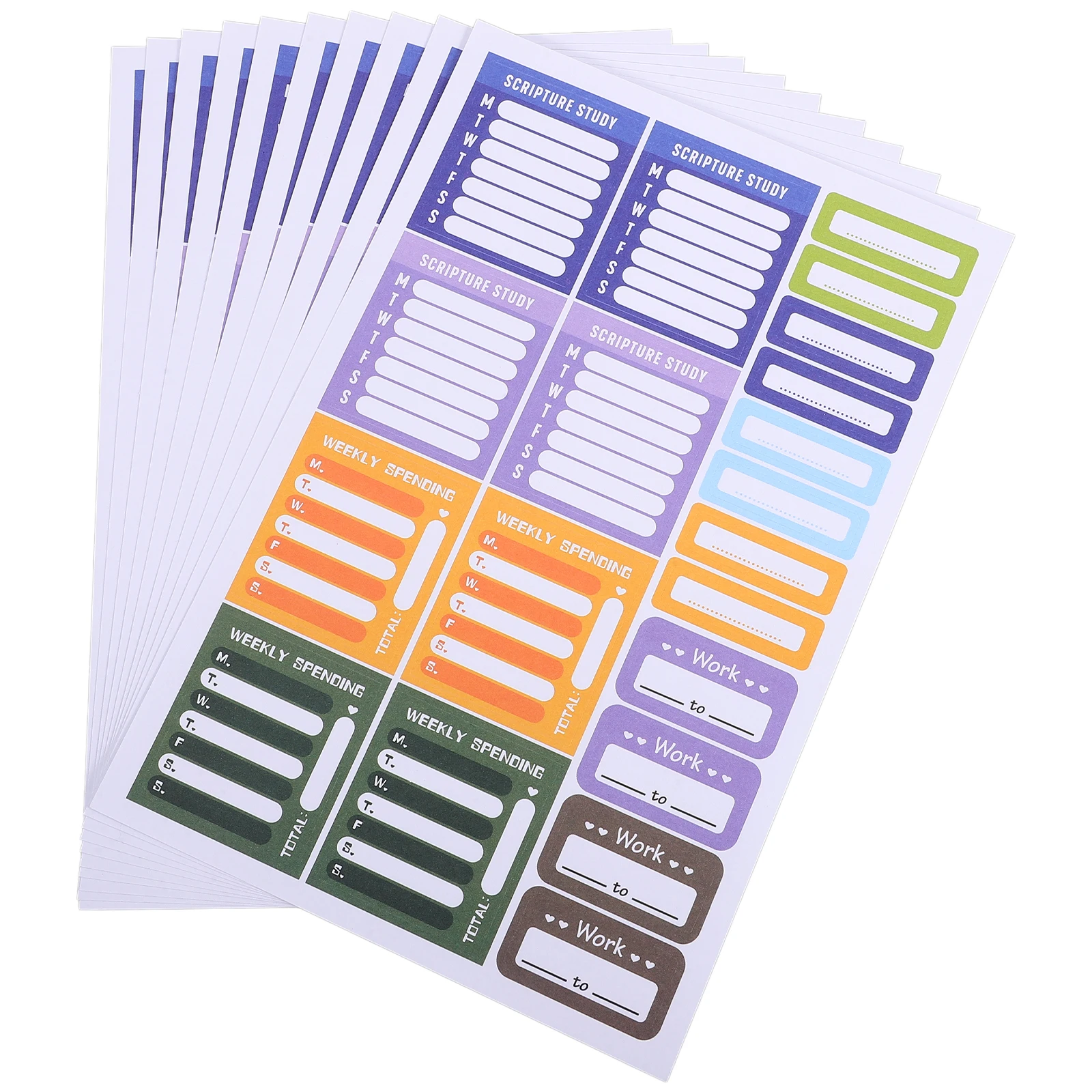 

10 Colorful Planner Stickers Copperplate Adhesive Material Day of Week Labels Self Adhesive Functional Stickers for ganizing