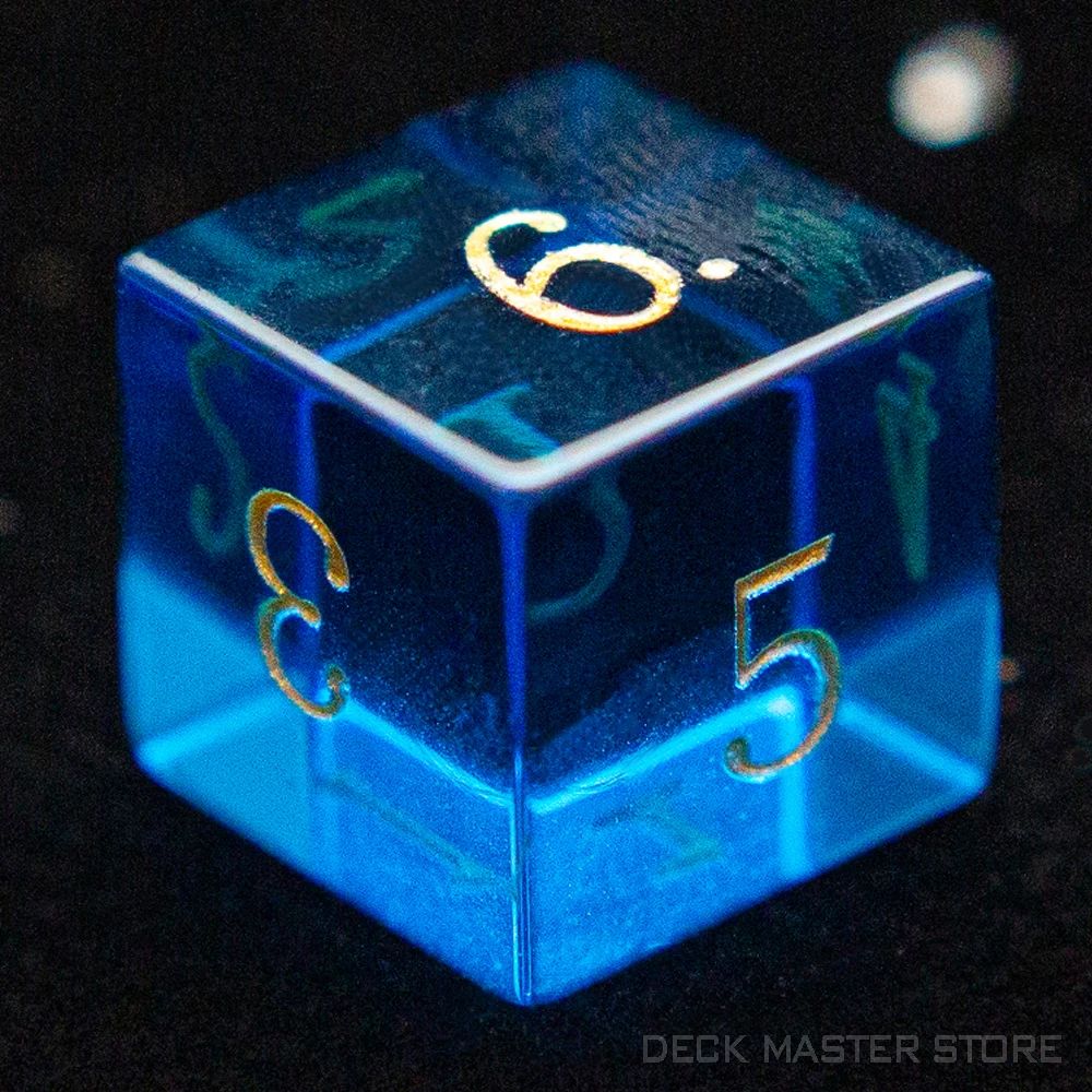 Blue Glass Dice Polyhedral Gemstone Various Shapes Digital D20 DnD Dice for D&D TRPG Tabletop Games Board Games Dice