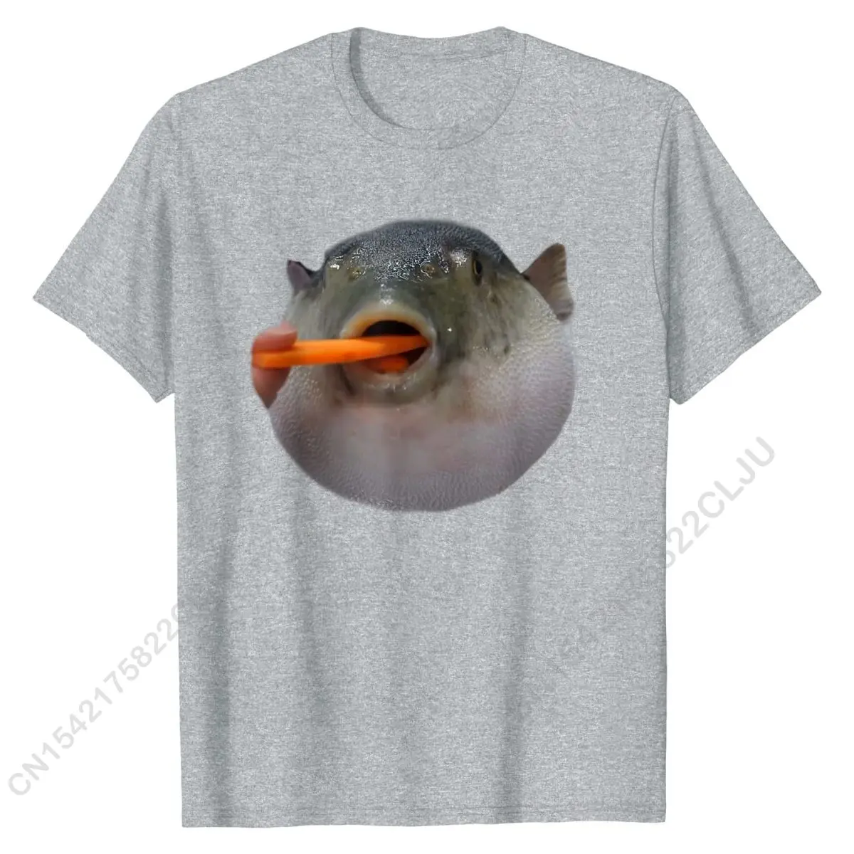 Pufferfish Eating A Carrot Meme Funny Blowfish Dank Memes T-Shirt Europe Tops Shirts For Men Coupons Cotton Tshirts Normal