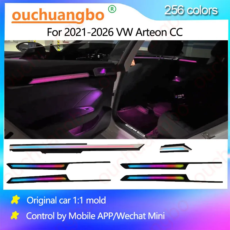 Ouchuangbo LED Ambient Light For 2021-2026 Arteon CC Environmental Lighting Atmosphere Lamp Backlight kit Dynamic Trim CarLed