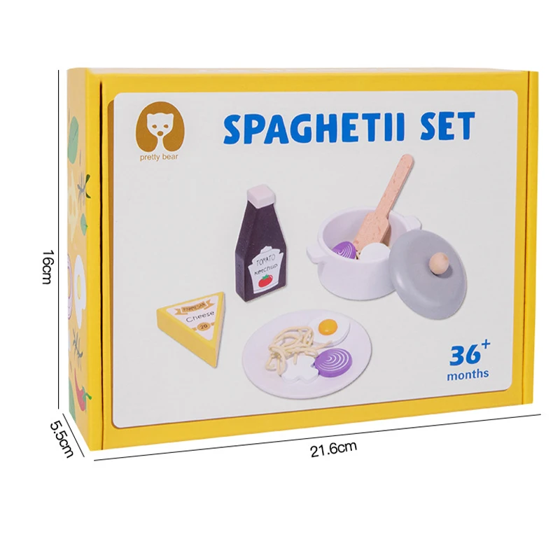 Houten imitatie spaghetti 3-6 jaar oude interesse ontwikkeling Montessori Educatief speelgoed Kinderen spelen keukenspeelgoed kinderen Geschenken