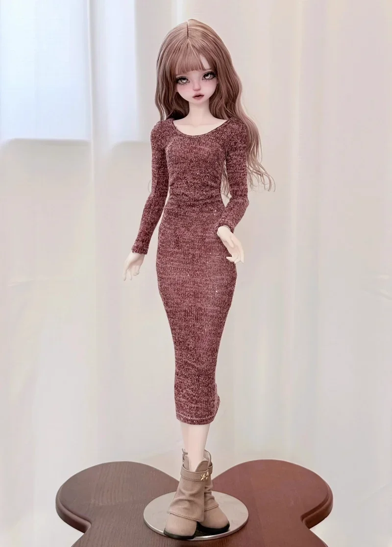 Vestiti per bambole bjd adatti per accessori per bambole con gonna avvolgente aderente a maniche lunghe 1/4 di grandi dimensioni 1/4