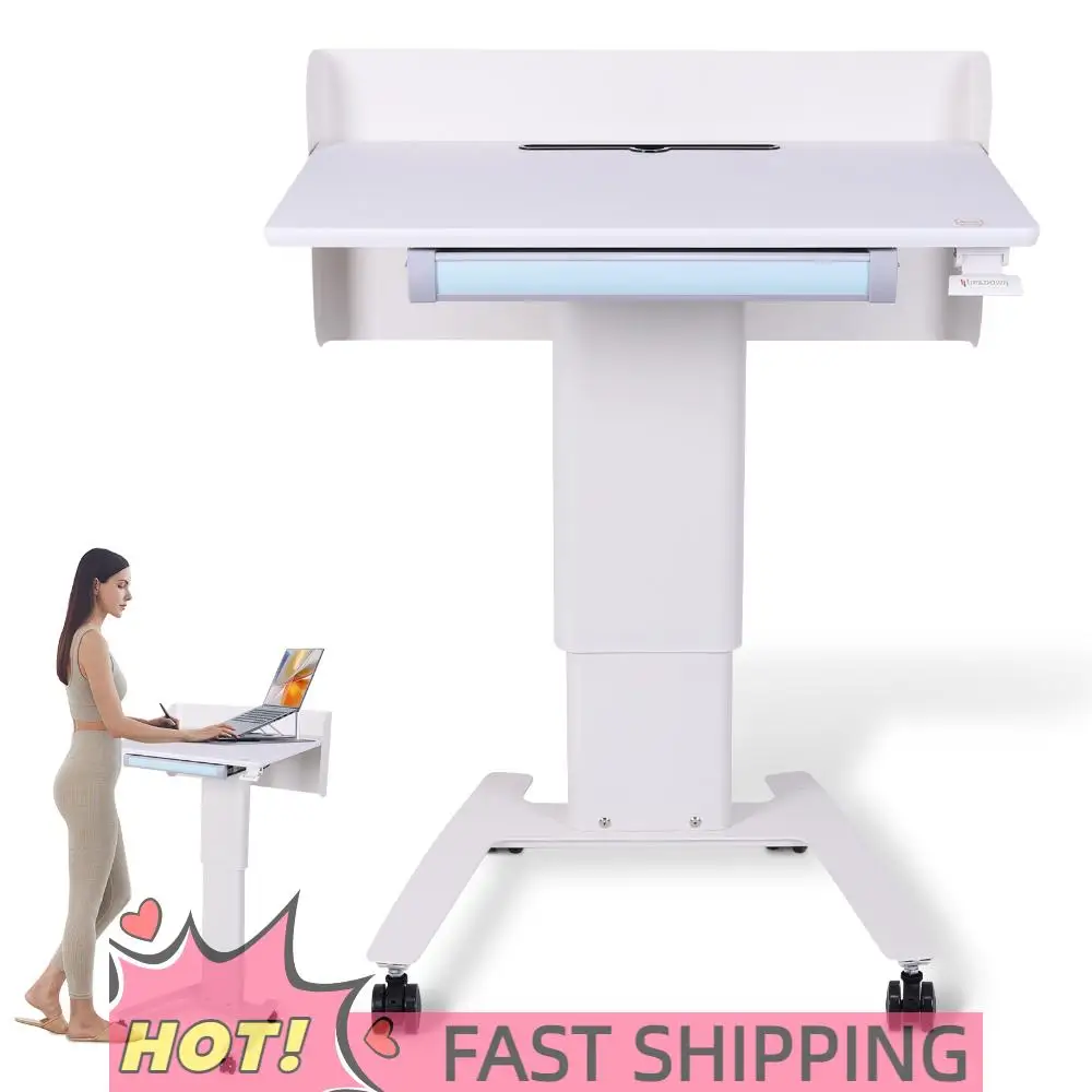 Office Conference Lectern Table Adjustable Height Laptop Workstation Desk with Storage Tray for Presentations & Public Speaking