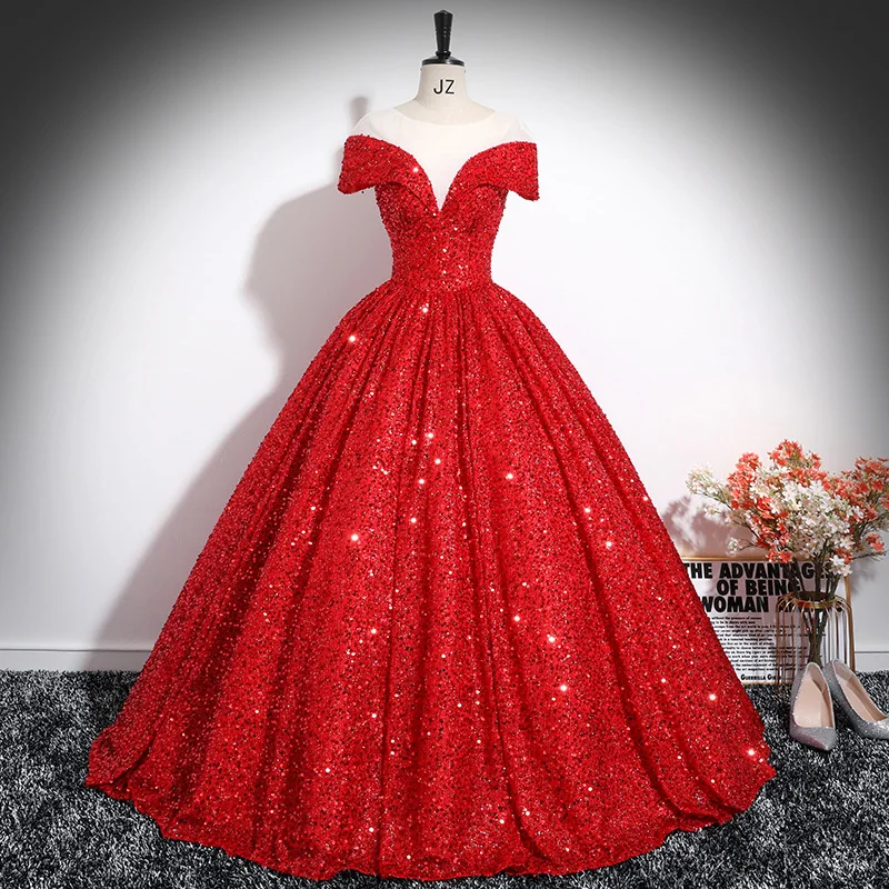 Customized Ball Gown Quinceanera Dresses Sequins Shiny Prom Evening Birthday Party Gowns Formal robes de soirée image 6