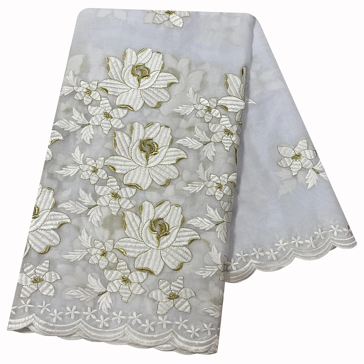 African Women Hijab Muslim Scarf High Quality 100% Cotton Fabric Rayon Cotton Thread Eembroidered Scarf Dubai Excellent Style