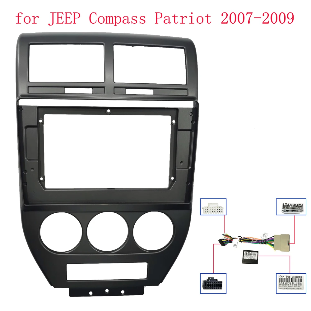 10 Inch Car Frame Fascia Adapter Canbus Box For Dodge Caliber Jeep Compass 1 MK Patriot Android Radio Dash Fitting Panel Kit