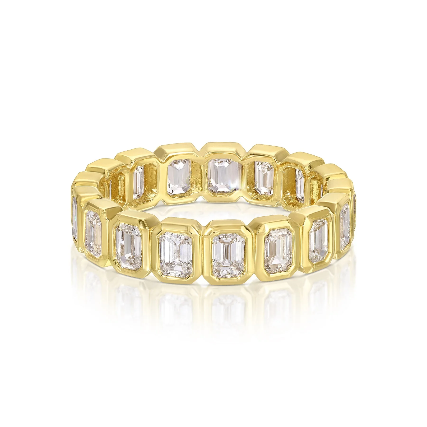 

100% Pure 925 Sterling Silver Ring Bezel Set Rectangle Cubic Zirconia CZ Engagement Band Eternity Rings Jewelry for Women Lady