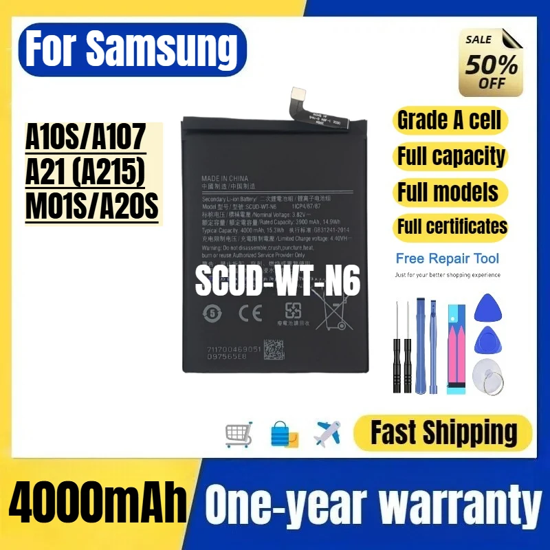 

SCUD-WT-N6 for Samsung A10S/A107/A21 (A215)/M01S/A20S Phone Battery High Quality High Capacity Replacement Bateria with Tools