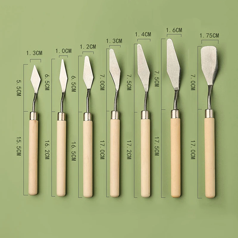 7Pcs Artist Crafts Spatula Palette Knife Stainless Steel Oil Painting Knives Mixing Knife Scraper Art Tools