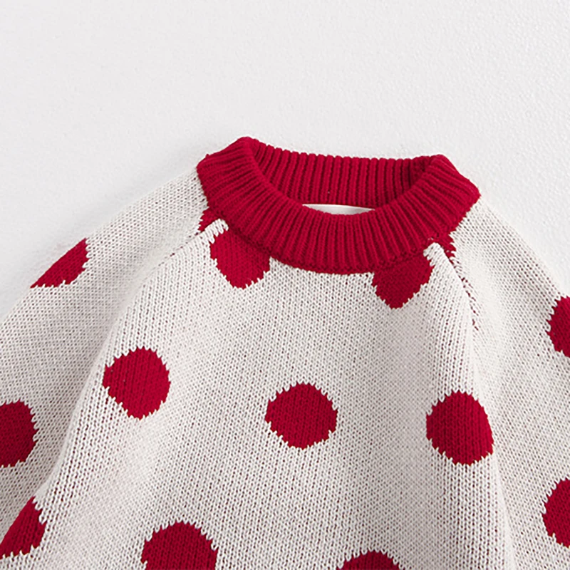 MILANCEL 0-3 Y 2024 Autumn Baby Clothes Infant Girls Polka Dot Sweater Toddler Boys Knitted Pullover Base Top Optional Overalls