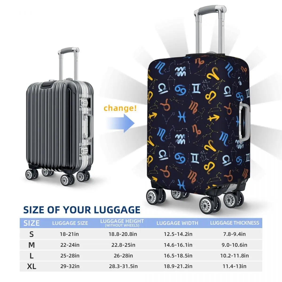 Constellation Print Luggage Protective Dust Covers Elastic Waterproof 18-32inch Suitcase Cover Travel Accessories