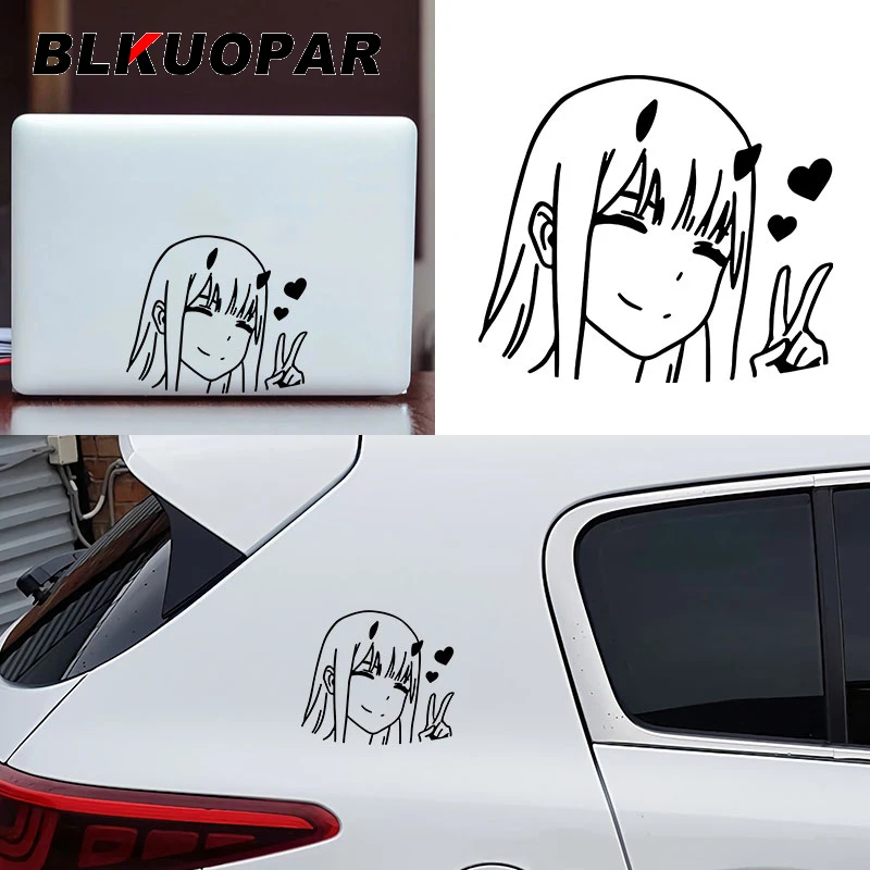 BLKUOPAR Zero Two Smile Anime DARLING In The FRANXX Car Stickers Personality Waterproof Sunscreen Silhouette Decal Decoration