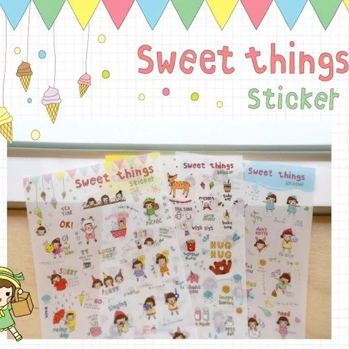 6Sheet Sweet Story PVC Stickers Set Sweet Things Series Journal Decoration DIY Supplies Cute Stickers