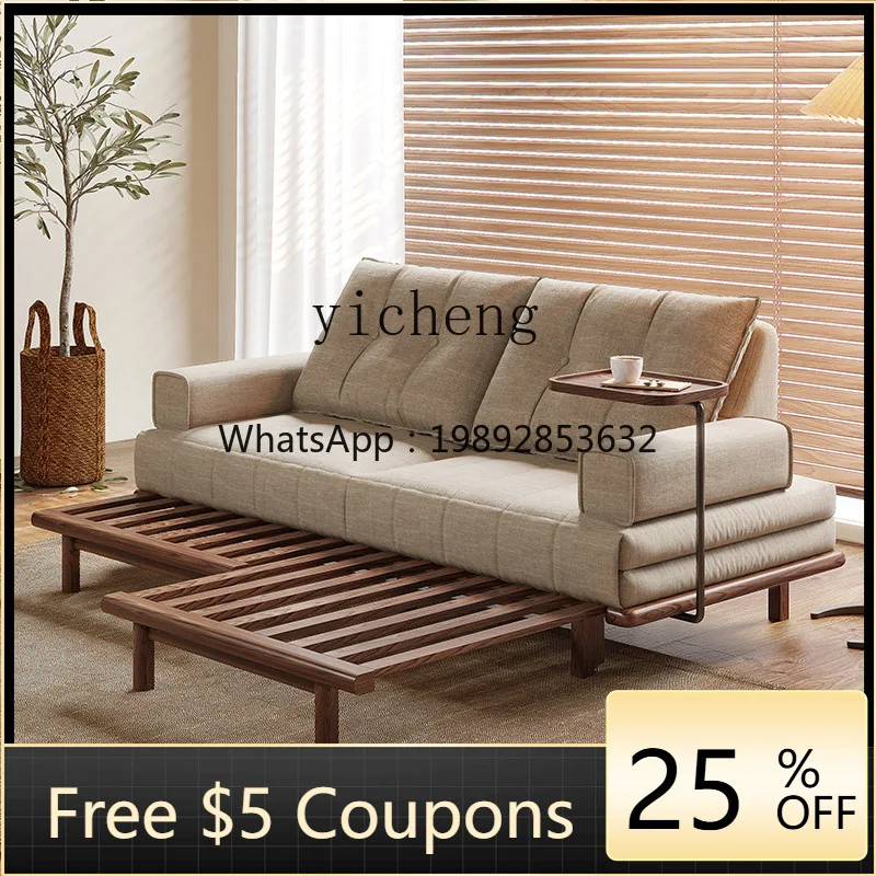 

R2 cotton and linen solid wood sofa bed folding dual-purpose sitting and lying retractable bed double new