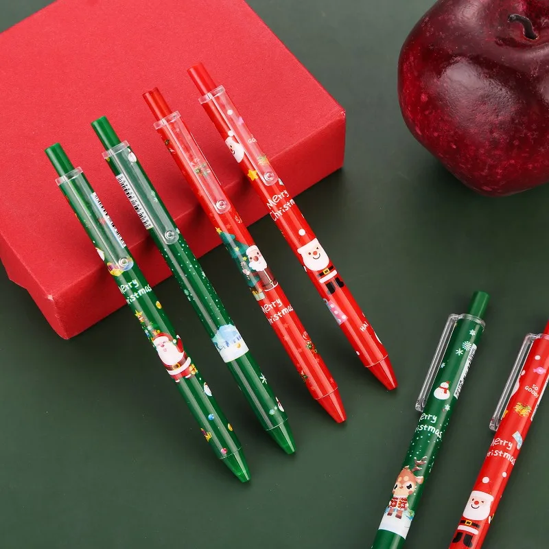 10/30pcs Of Christmas Click Ballpoint Pens, Black 0.5mm, Suitable for School And Daily Office Stationery, Christmas Gifts