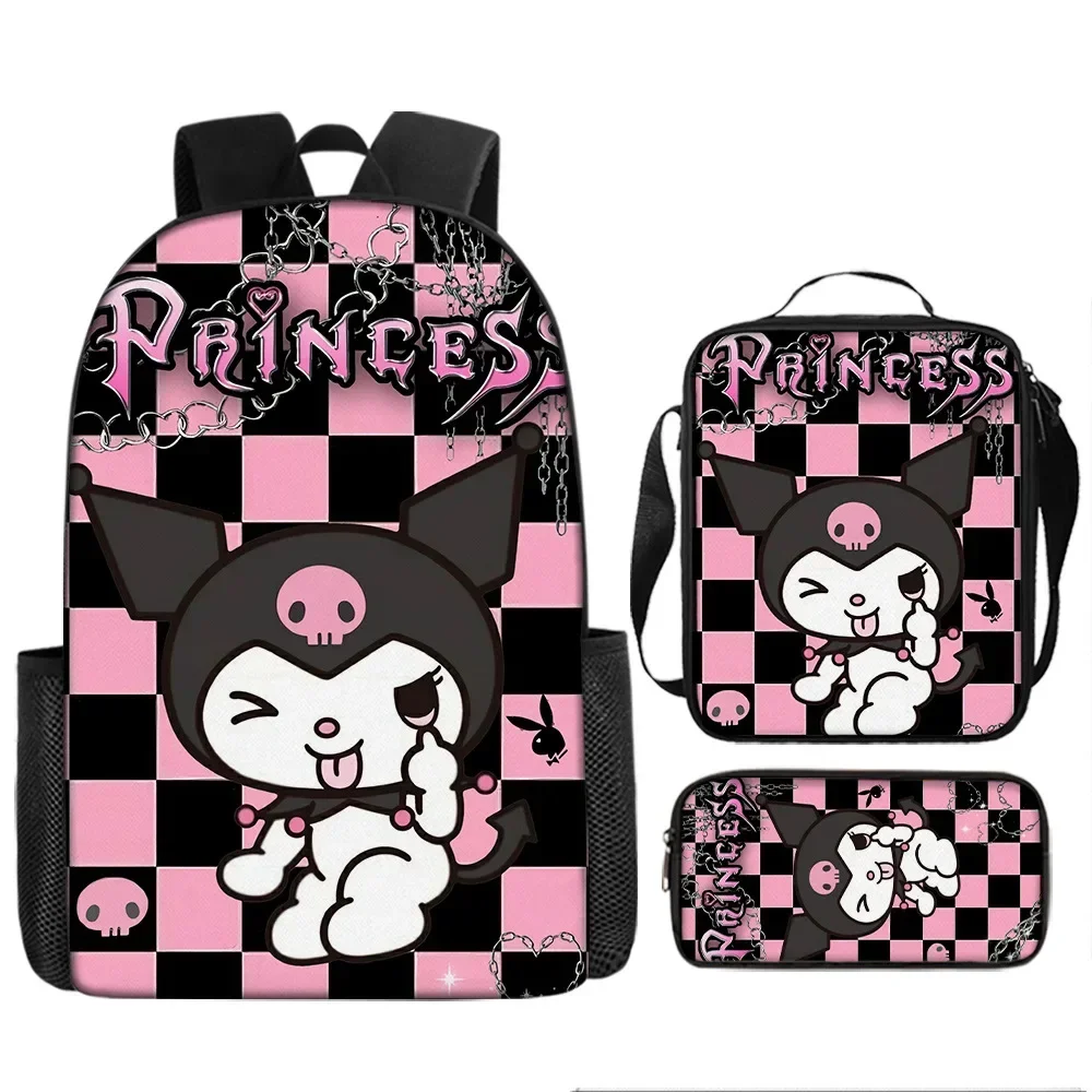 Sanrio Hello Kitty Kuromi 3PC-Set Primary and Middle School Cute Backpack Lunch Pencil Bag Large-capacity Sports Backpack