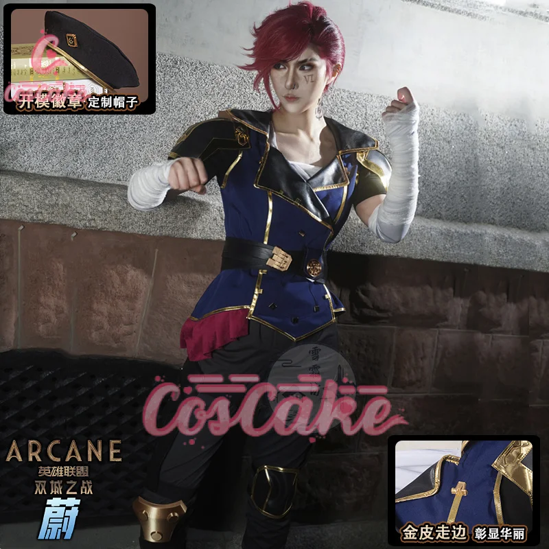 Coscake LoL Arcane Season 2 Vi Caitlyn Cosplay Costume Uniform Halloween Carnival Party Christmas Play Role Clothes Clothing