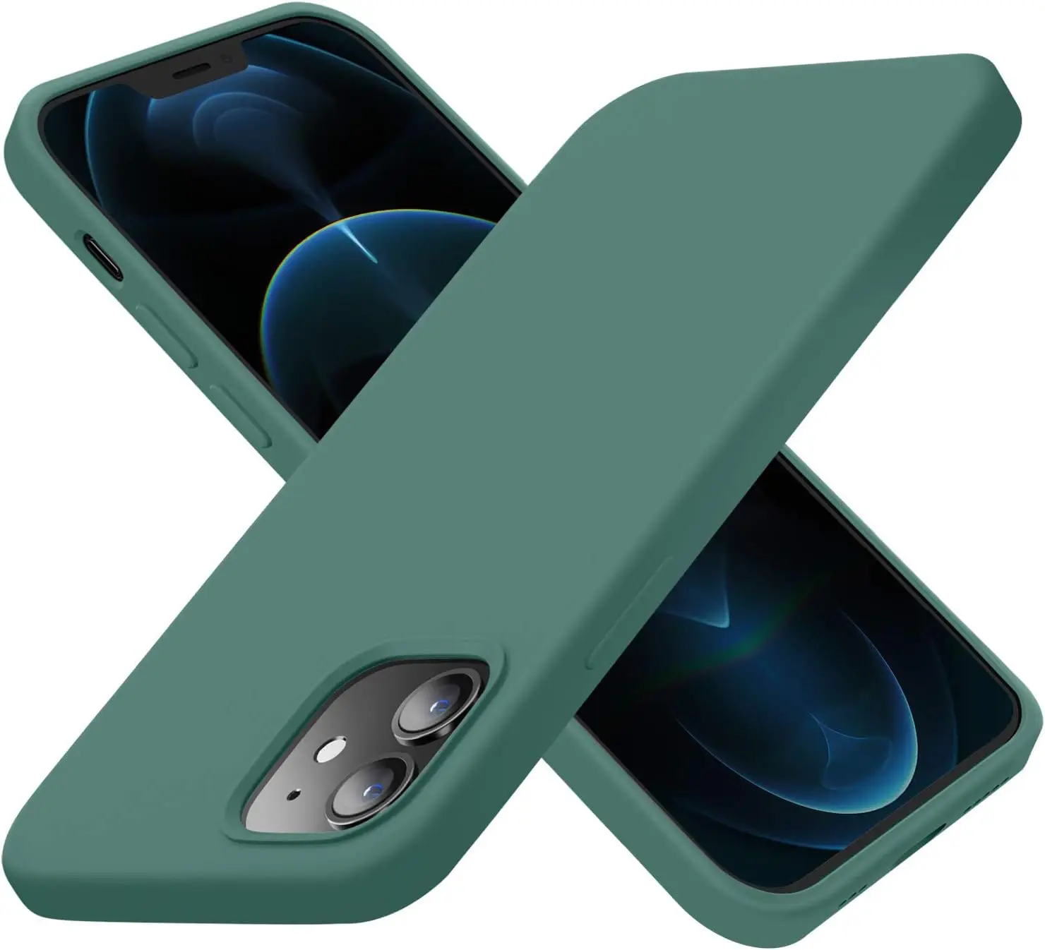 

Shockproof Silicone Case for iPhone 12/12 Pro, 6.1 Inch with Soft Lining, Midnight Green