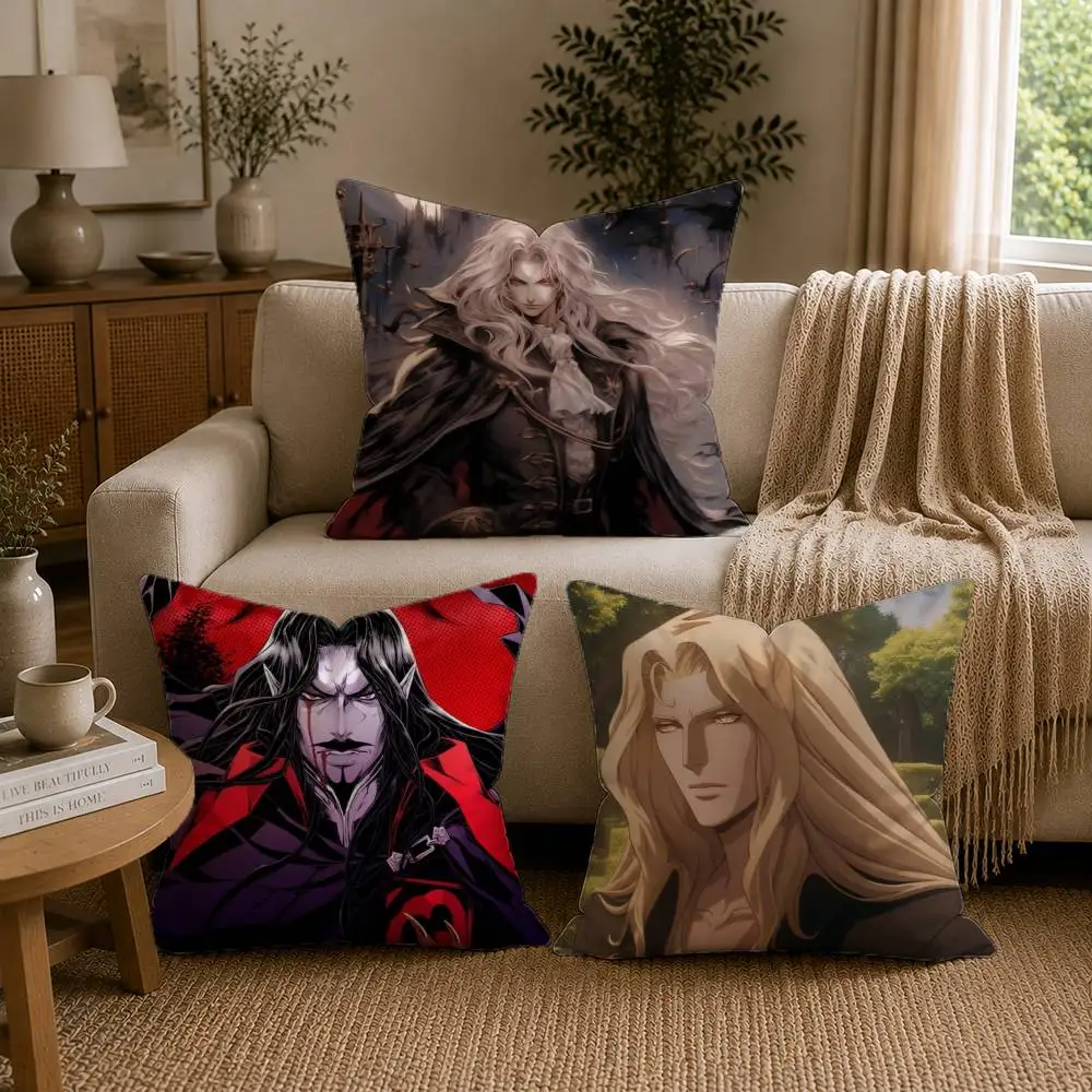 A-Alucard Castlevania Dark Gothic Game Pillow Case Pattern Printed Pillowcase For Living Room Sofa Cushion Cover