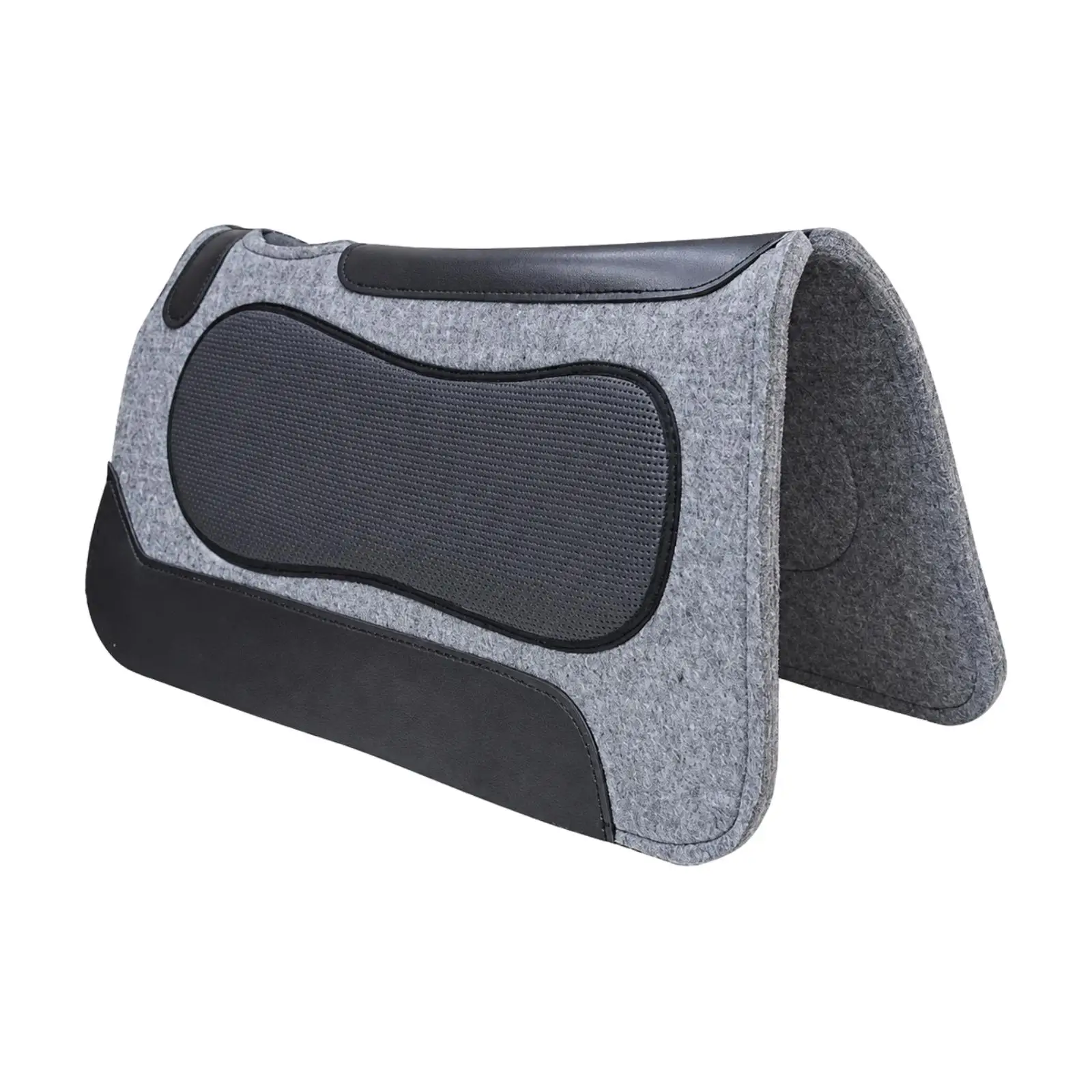 Contoured Western Saddle Pad Multi Layered Saddle Pad with Leather Panels Equine Accessory Breathable Wear-Resistant