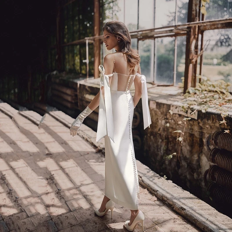 Simple White Wedding Dress, Boat Neck Long Sleeve Beaded Applique, A-Line Embroidered Bridal Gown, Customizable Wedding Dress.