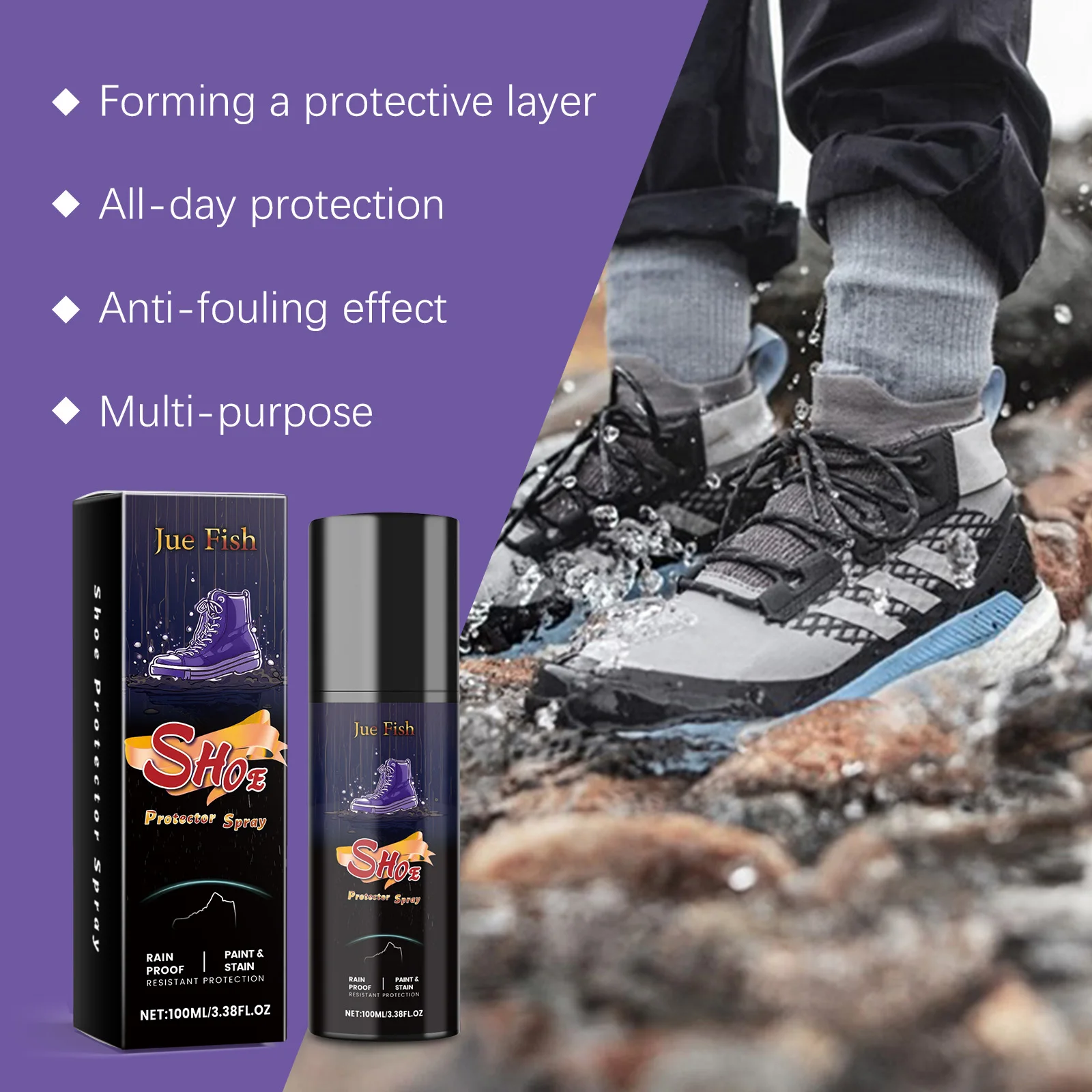 100ml Shoe Waterproof Spray Nano Efficient Prevents Oil Fouling And Mildew Long-lasting Waterproof Protection High Breathability