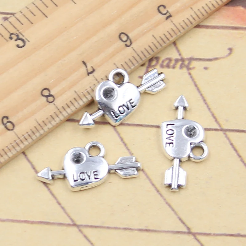 20pcs Charms Arrow Through Heart 11x20mm Tibetan Silver Color Pendants Antique Jewelry Making DIY Handmade Craft