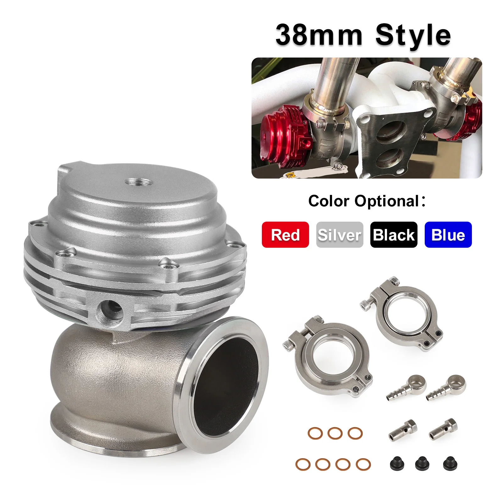 New Car 38mm External Wastegate V-Band Flanged Turbo Waste Gate For Supercharge Turbo Manifold Universal Dump Pipe Valve