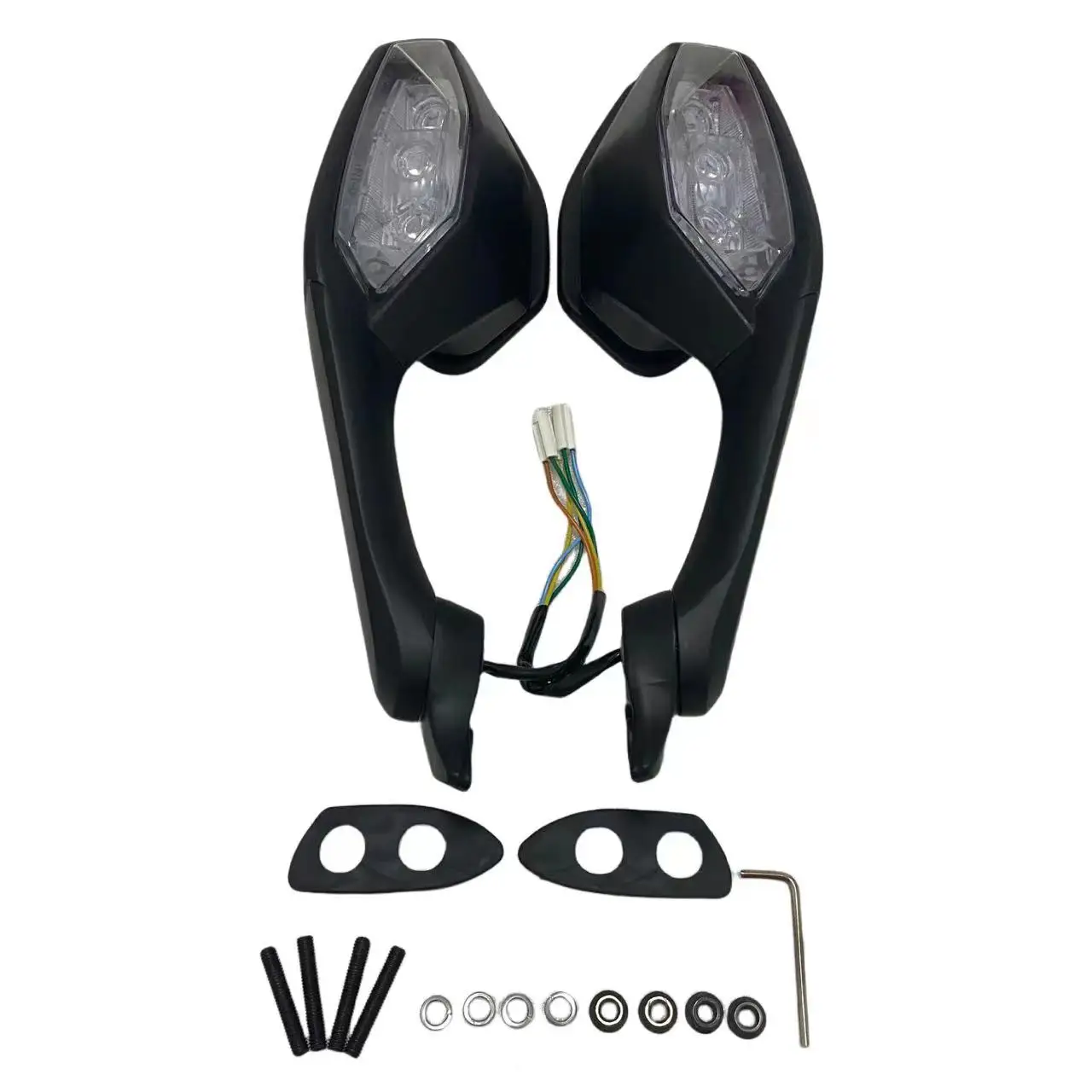 Black Motorbike Rear View Mirror LED Turn Signal Light Case for Yamaha YZF-R1 2015-2017 YZF-R6 2017 R1 R6