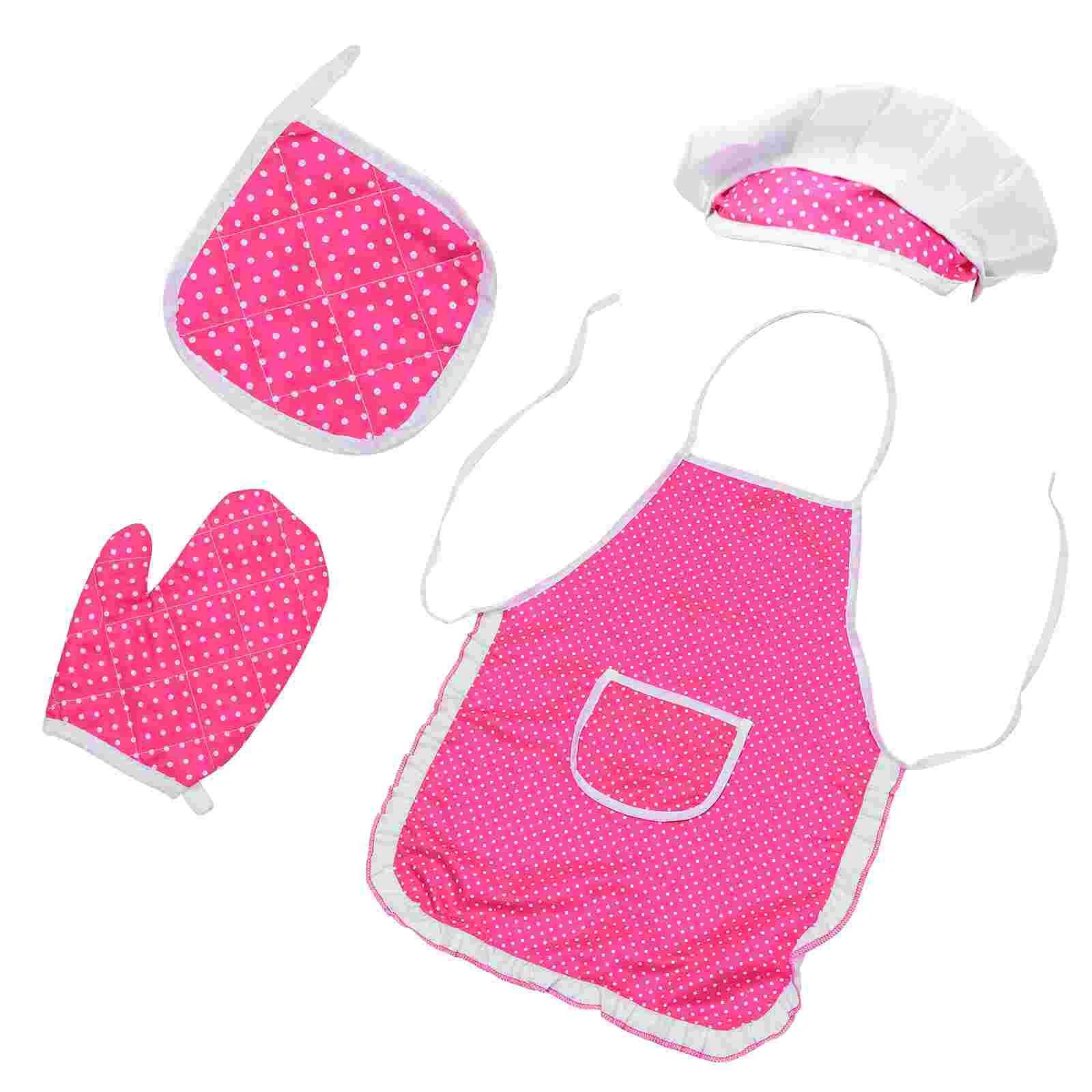 Apron Suit Pretend Play Kitchen Toy Girl Cookware Baking Tools Toys Set Role Playing House Cloth Cooking Toddler Girls