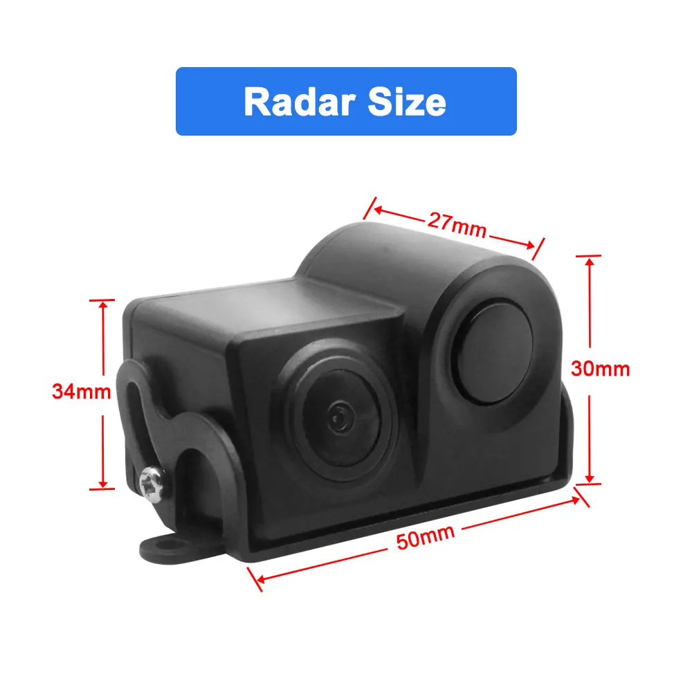 Car Reversing Radar Backup Camera HD Fisheye Wide Angle Lens Visual+Sound+Digital Triple Warning Adjustable Mount Parking Assist