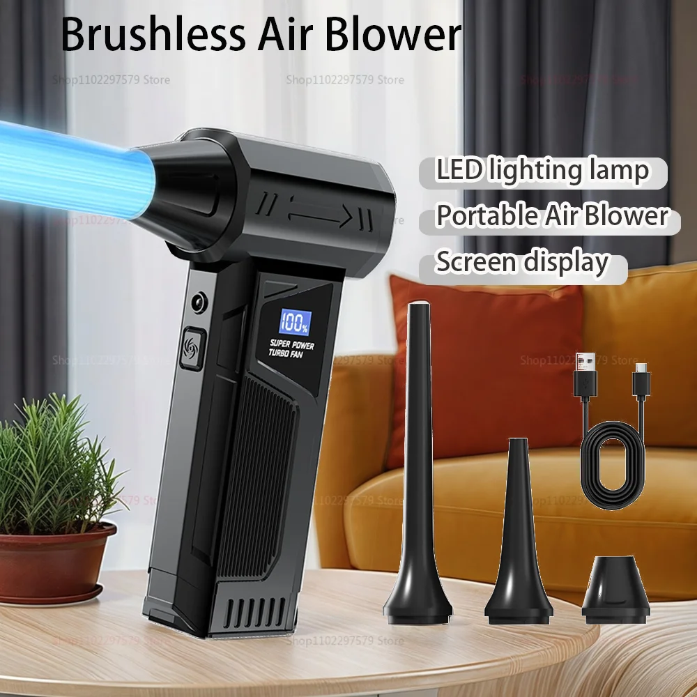 

【2025 Новинка】Беспроводной струйный вентилятор, бесщеточный двигатель, турбо-воздуходувка для чистки автомобиля со светодиодной подсветкой, цифровой дисплей, портативный, для наружного использования