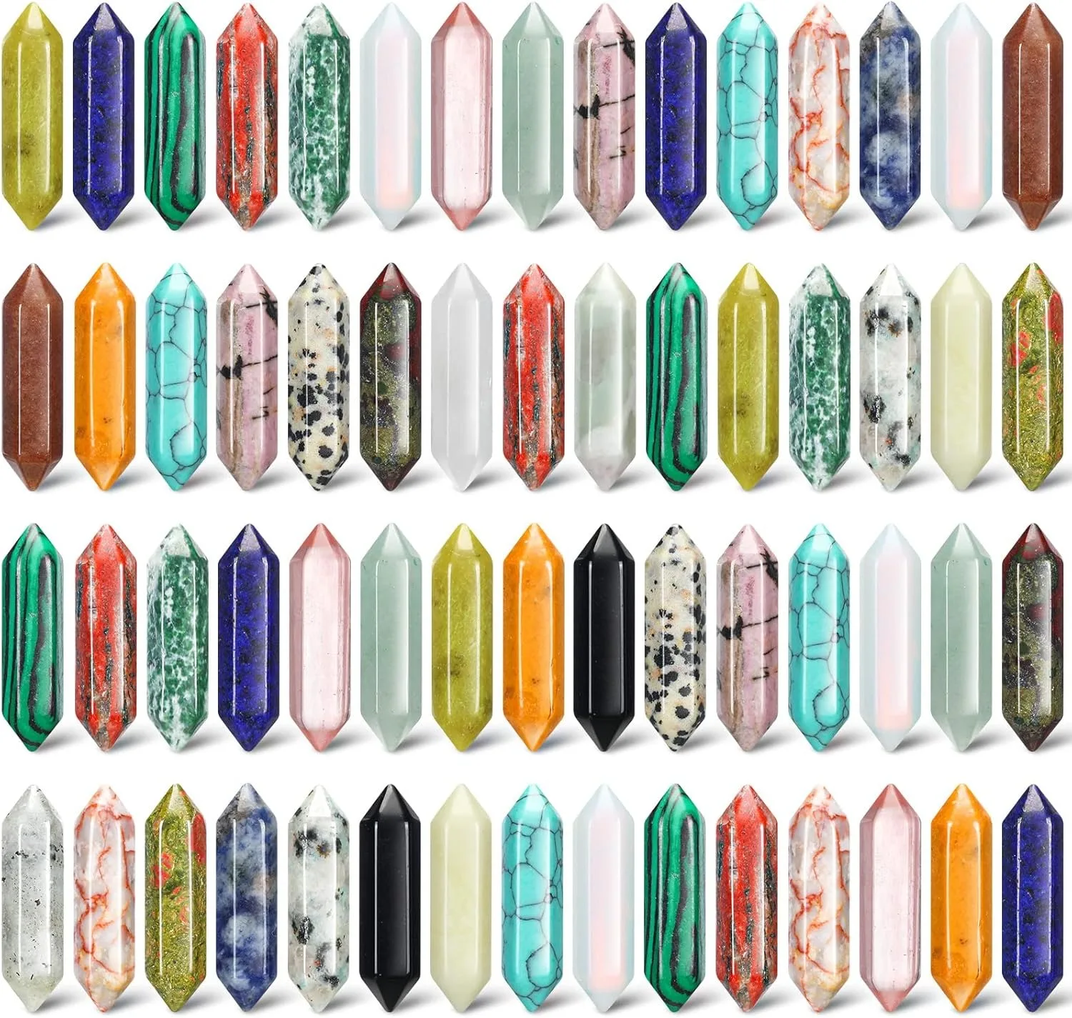 12 Pcs Crystal Hexagonal Wand Stones Bulk Worry Stones Healing Bullet Crystals Stones Sets Witch Hexagonal Bullet Shaped Gemston