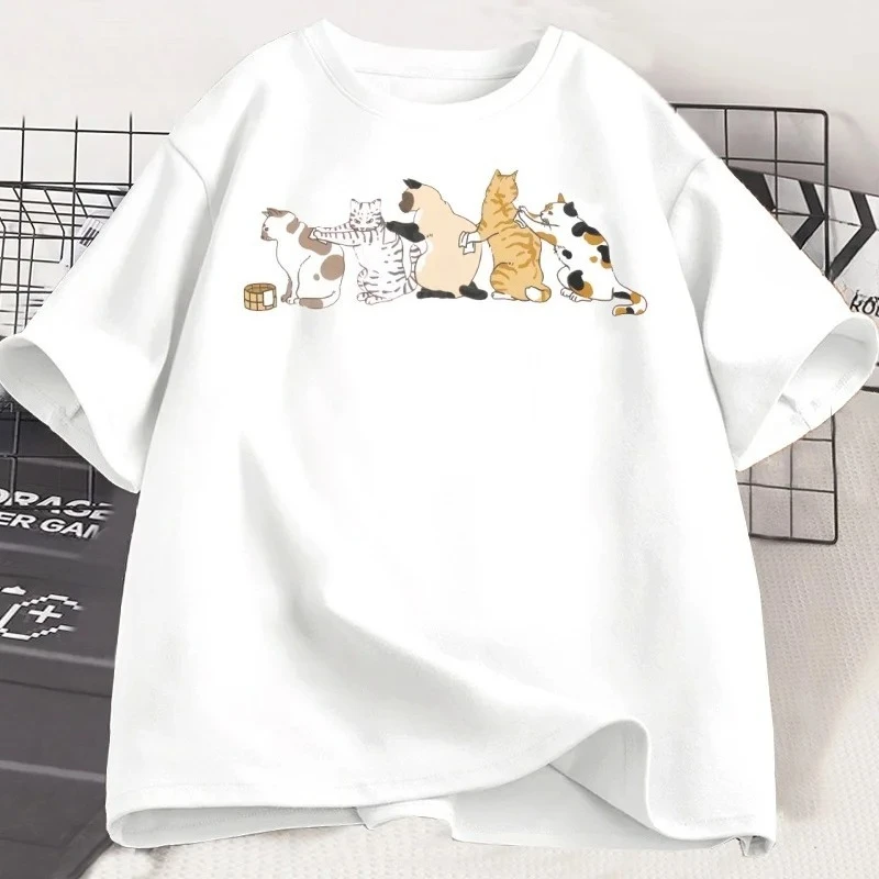 

Cat Printed Tshirt Women Summer Cat T-shirt Funny Fashionable Casual Sports Round Neck Short Sleeved T-shirt Tees
