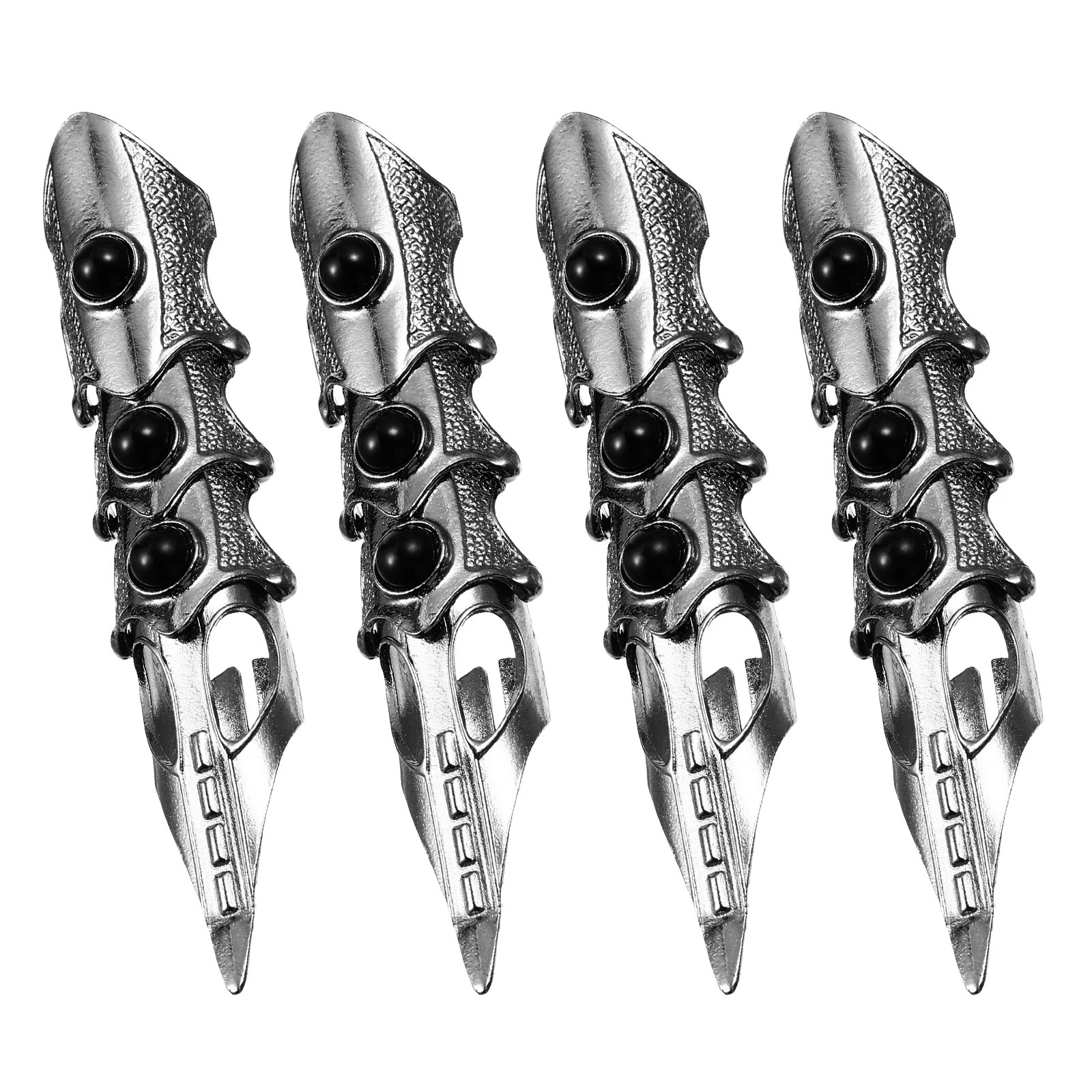 4 قطع من البنصر الطويل القابل للتعديل، حلقة مخلب معدنية رائعة، دعامة Steampunk القوطية لملحقات مهرجان الحفلات التنكرية
