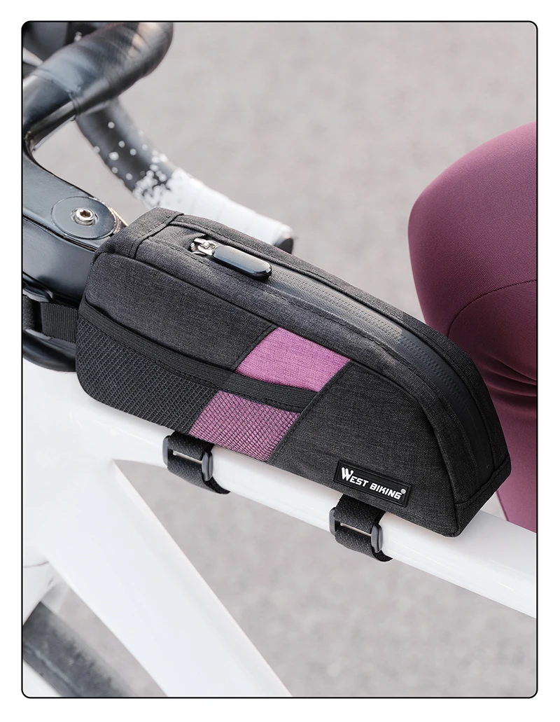 WEST BIKING Mini Tragbare Fahrrad-Oberrohrtasche Stromlinienförmiges Design Fahrradtasche Vorderrahmentasche für MTB Rennrad Fahrradzubehör – Detail 13