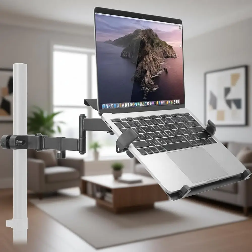

Full-Motion Laptop Stand for 15.6 Notebooks - Adjustable Steel Tray for Monitor Mounts