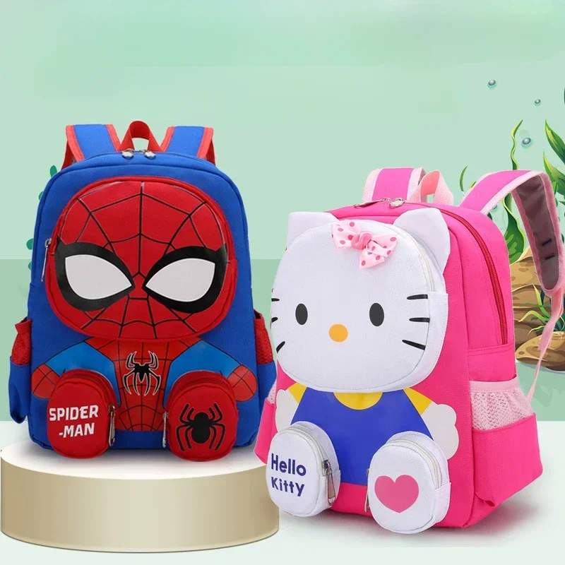 Sanrio dziecięca słodka kreskówka Anime Hello Kitty Spider-Man plecak torba dla uczniów szkół podstawowych chłopcy dziewczęta lekki tornister