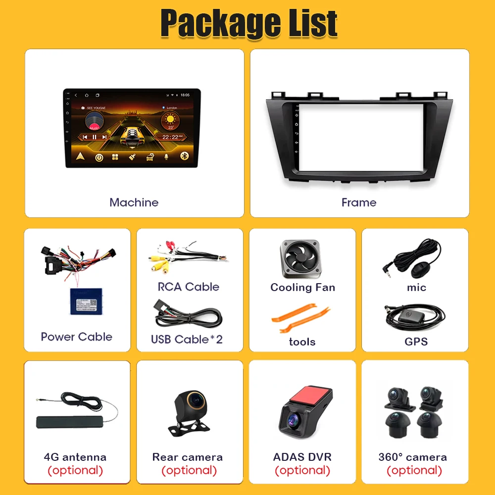 For Mazda 5 CW 2010 2011 2012 2013 2014 2015 Android 16 Multimedia Video Player  Carplay Touch Screen RDS Intelligent System DSP